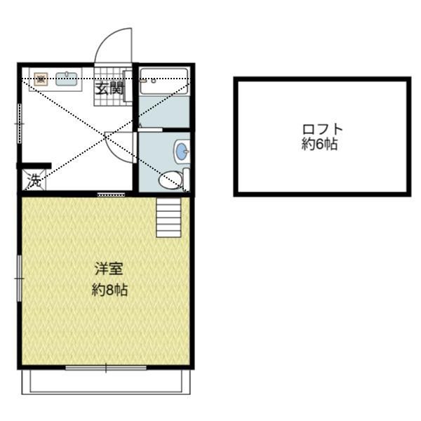 ザ・浅間台202(1DK/2階)の間取り写真