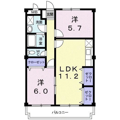 ニューマリッチ愛(2LDK/3階)の間取り写真