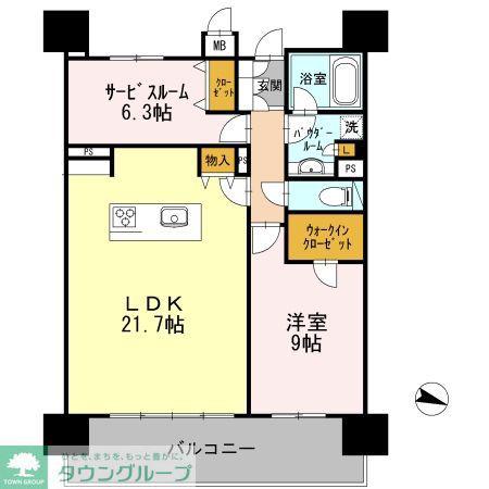 ロイヤルパークスERささしま イースト(2LDK/17階)の間取り写真