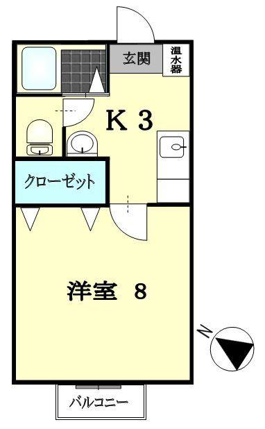 アリヴィオI番館(1K/1階)の間取り写真