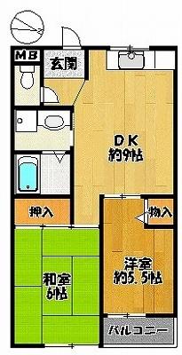 フラワーハイツ(2DK/2階)の間取り写真