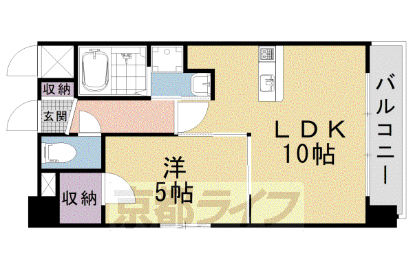 フレンドリーハウス匠 四条堀川(1LDK/10階)の間取り写真