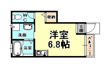本山北町ハイツ(ワンルーム/1階)の間取り写真