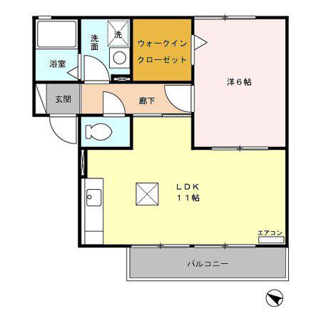 エスペランサA(1LDK/1階)の間取り写真