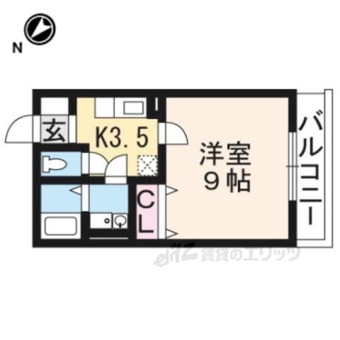 ブルージュⅢ(1K/3階)の間取り写真