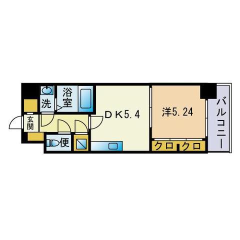 エスティメゾン薬院(1DK/10階)の間取り写真