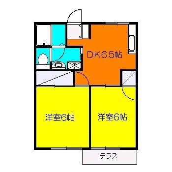 ジュネスハイムE(2DK/1階)の間取り写真