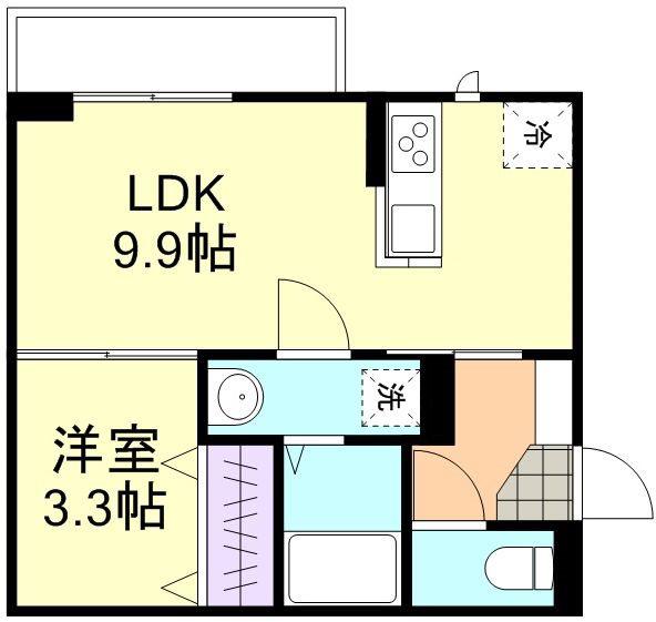 フォルティス四十瀬(1LDK/2階)の間取り写真