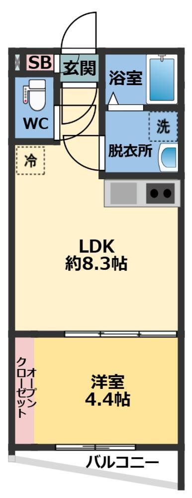 メゾン・ドゥ・アッシュ習志野(1LDK/2階)の間取り写真