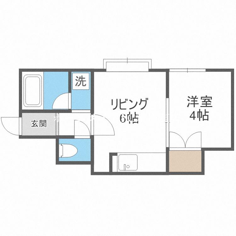 メゾンパルファン(1DK/3階)の間取り写真