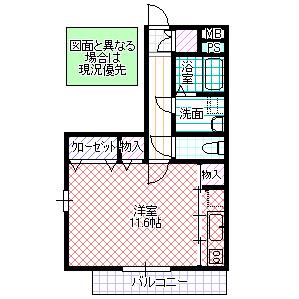 コスモシティ桜(ワンルーム/2階)の間取り写真