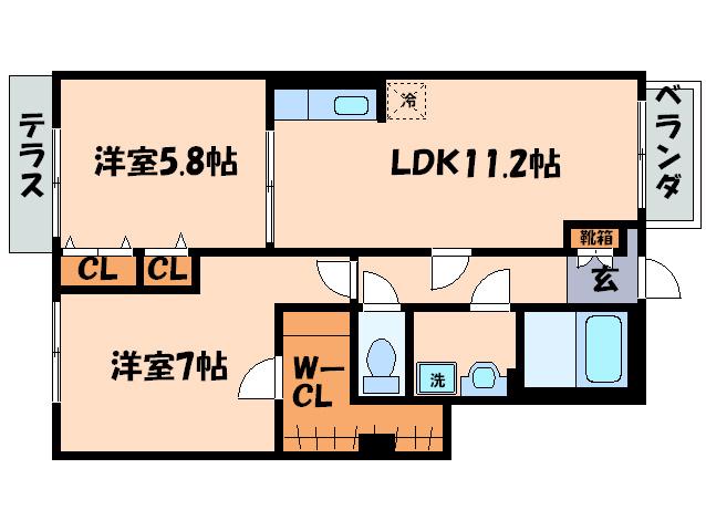 エクレール久徳(2LDK/1階)の間取り写真