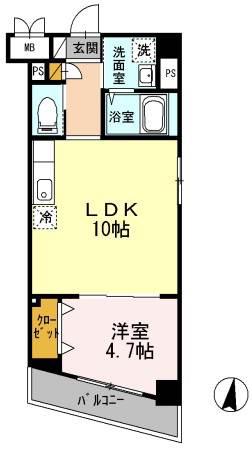 エスポワール多摩川(1LDK/1階)の間取り写真