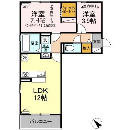 ヴィラ ウィステリア(2LDK/3階)の間取り写真