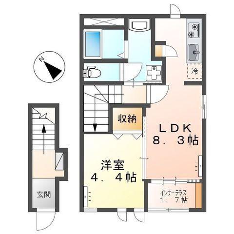 トワール(1LDK/2階)の間取り写真
