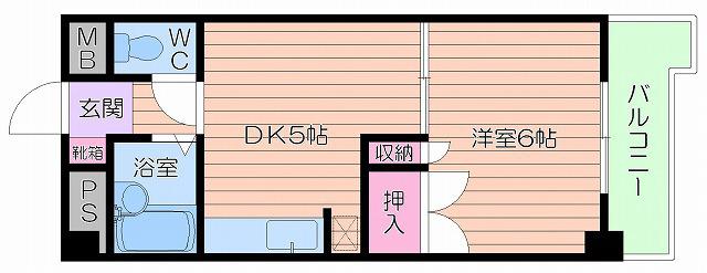 MSR天満東ローズコーポ天満東(1DK/5階)の間取り写真
