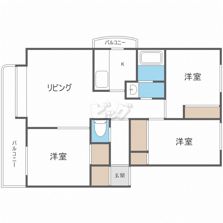 ウィル東札幌(3LDK/4階)の間取り写真