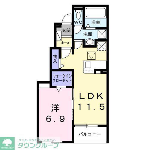 ノール・ボヌール(1LDK/1階)の間取り写真