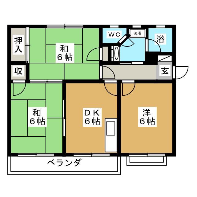 プチエールマンション(3DK/1階)の間取り写真