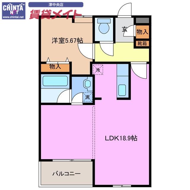 GARDEN HOUSE 大谷町II(1LDK/3階)の間取り写真