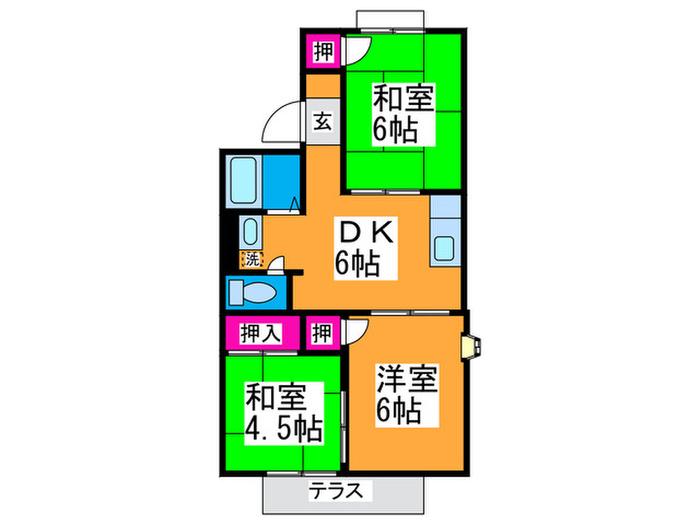 グリーンハイツ(3DK/1階)の間取り写真
