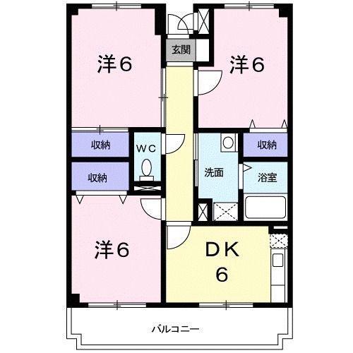 レフィナード南町田(3DK/4階)の間取り写真