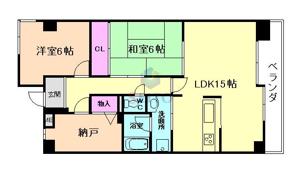 フェルティ豊中(3LDK/2階)の間取り写真