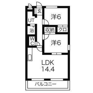 セントラルハイツ舟岡(2LDK/2階)の間取り写真