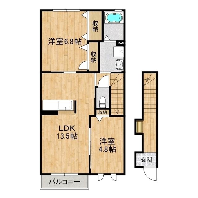 グランメール笠原(2LDK/2階)の間取り写真