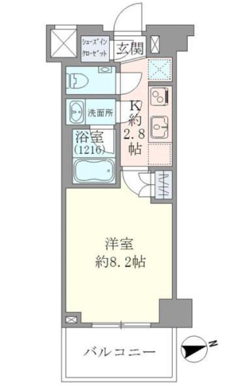 EVERTOW CHOJAMARU(1K/2階)の間取り写真