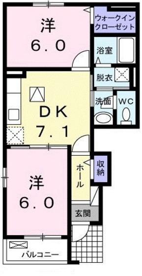 イルマ-レ D(2DK/1階)の間取り写真