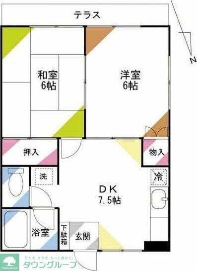 S・ヴィラコレット(2DK/2階)の間取り写真