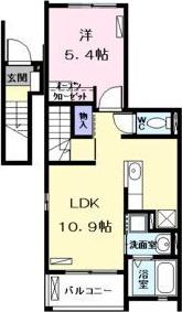 エムズステージ V(1LDK/2階)の間取り写真