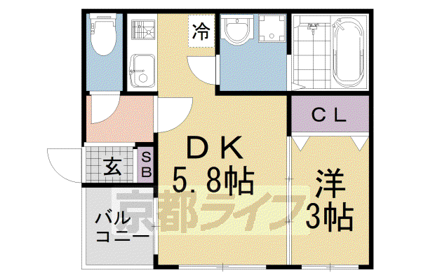 ポラリス(1DK/3階)の間取り写真