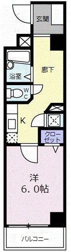 CASA DE UNO(1K/1階)の間取り写真