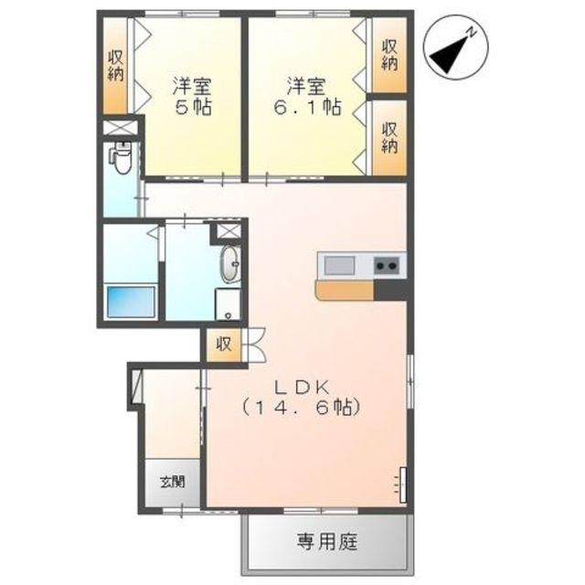 ルミナス・M(2LDK/1階)の間取り写真
