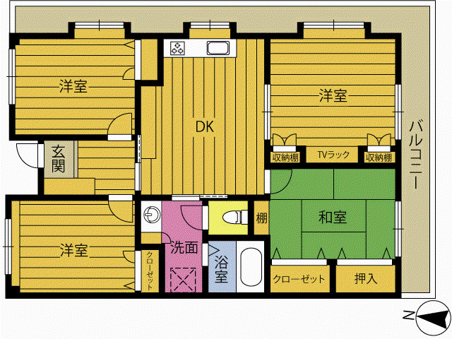 池辺アパートII(4DK/2階)の間取り写真