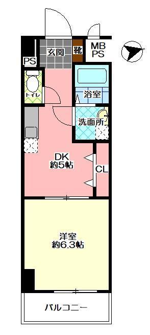 IMASA MORGEN一番館(1DK/5階)の間取り写真