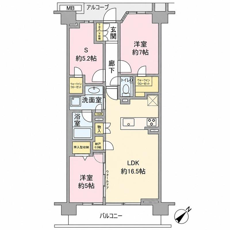 プラウドシティ越中島 アクアテラス棟 5F(3LDK/5階)の間取り写真
