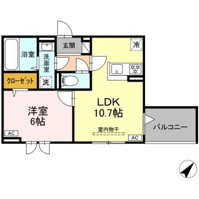 セレスティア南田中(1LDK/3階)の間取り写真