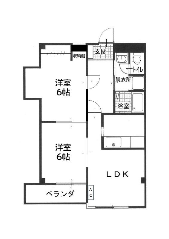 森の木ハイツ(2LDK/3階)の間取り写真