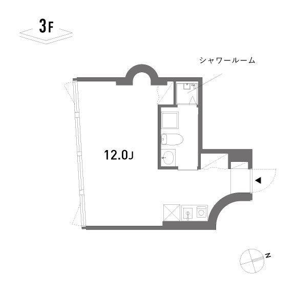奥浅草ハイブリッド(ワンルーム/3階)の間取り写真