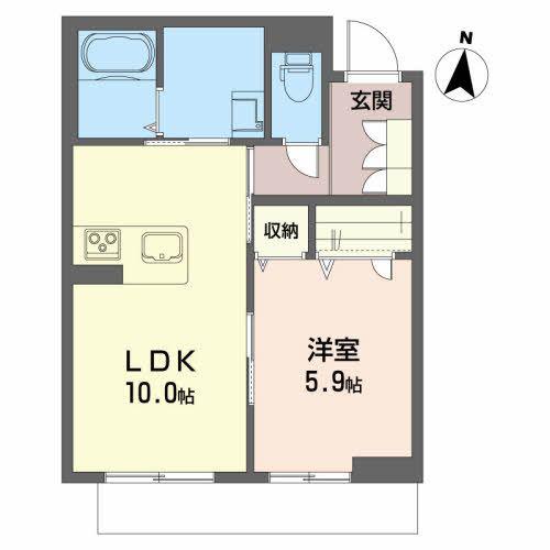 モンフルール(1LDK/1階)の間取り写真