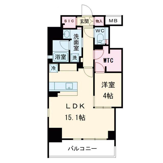 アーバネックス谷町四丁目(1LDK/9階)の間取り写真