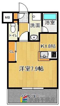 ソレイユ曙(ワンルーム/1階)の間取り写真