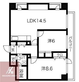阪神ハイグレードマンション12番館(2LDK/3階)の間取り写真