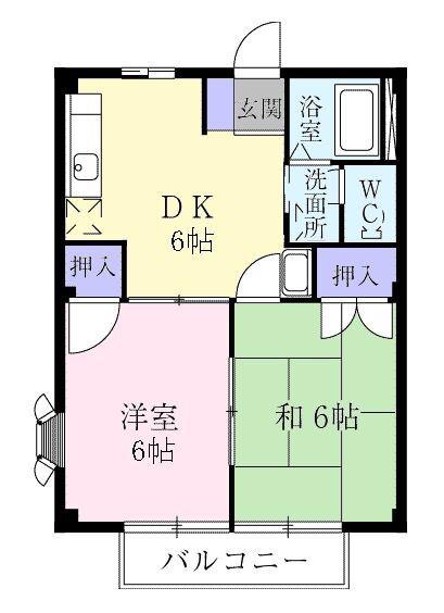 ビラエトワールB(2DK/1階)の間取り写真