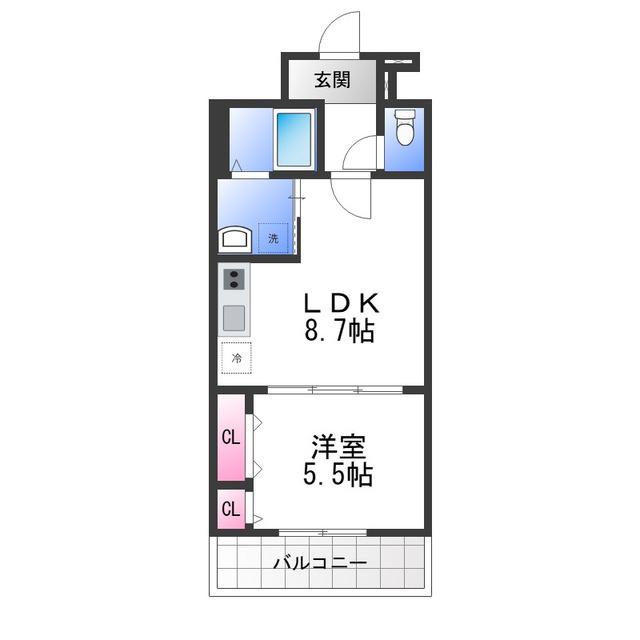 リアン富木(1LDK/1階)の間取り写真