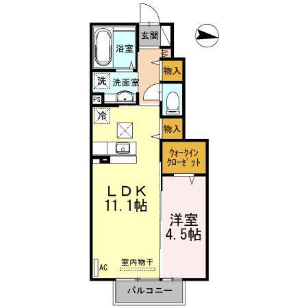 メゾン・ド・カメリア(1LDK/1階)の間取り写真