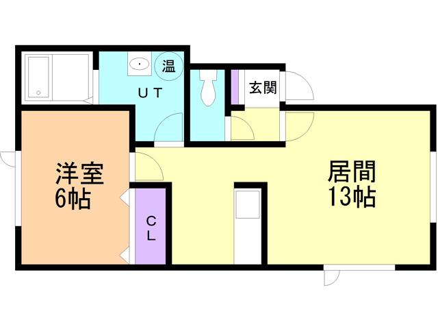 SUNNY WELL(1LDK/2階)の間取り写真